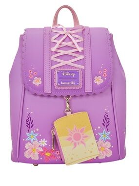 Loungefly Tangled Rapunzel Exclusive Floral
Flap Mini Backpack with Coin Bag